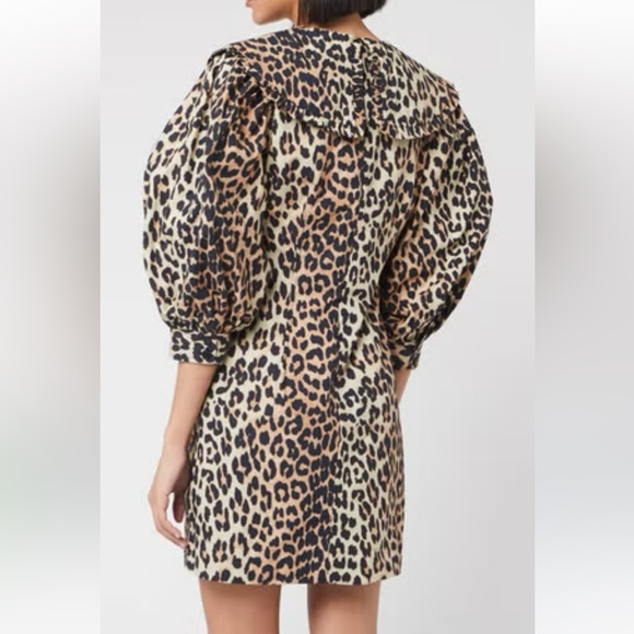 Ganni Leopard Cotton Poplin Mini Dress - Picture 5 of 13